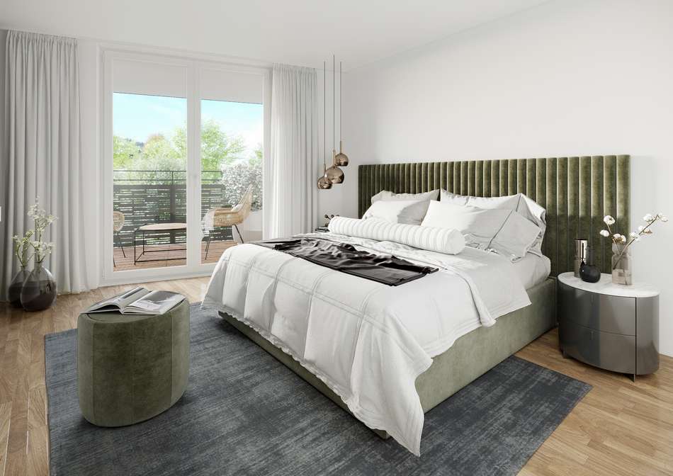 Schlafzimmer mit Balkon