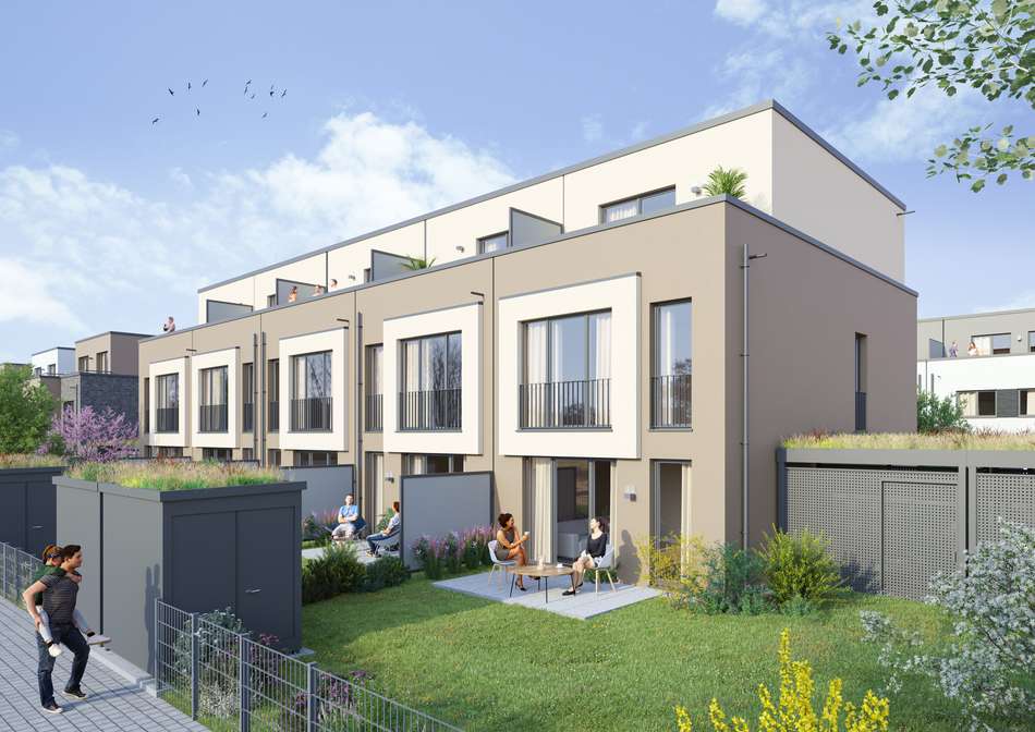 Gartenansicht Reihenhäuser