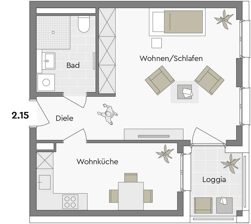 Grundriss WE 2.15