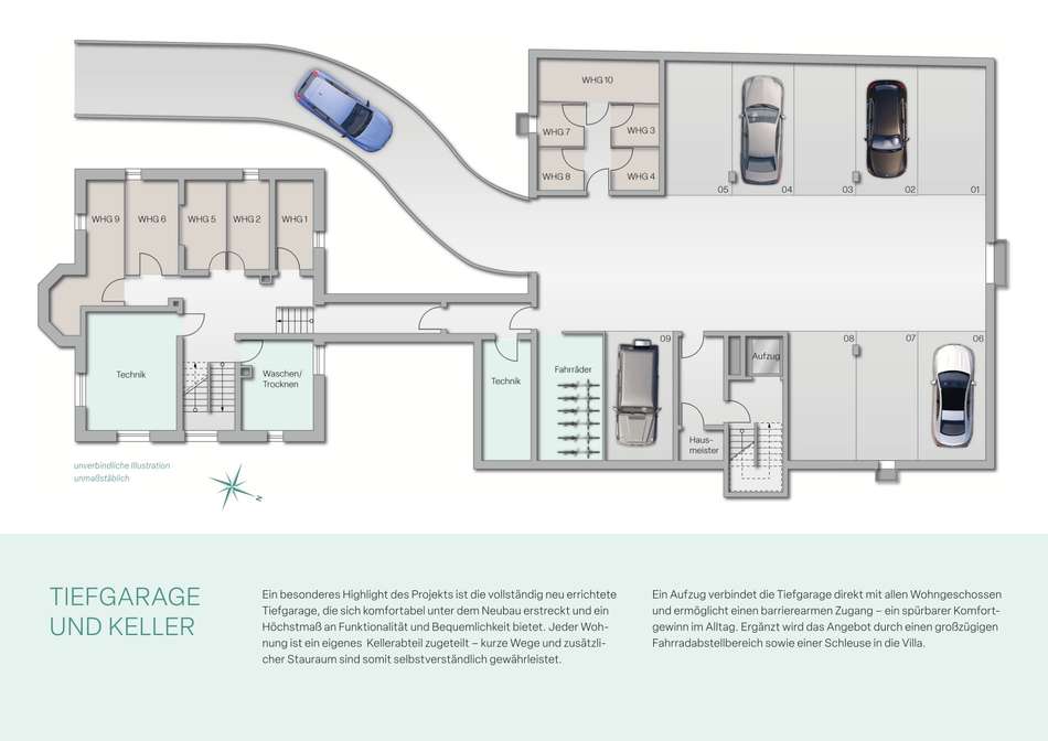 Grundriss Tiefgarage/Keller