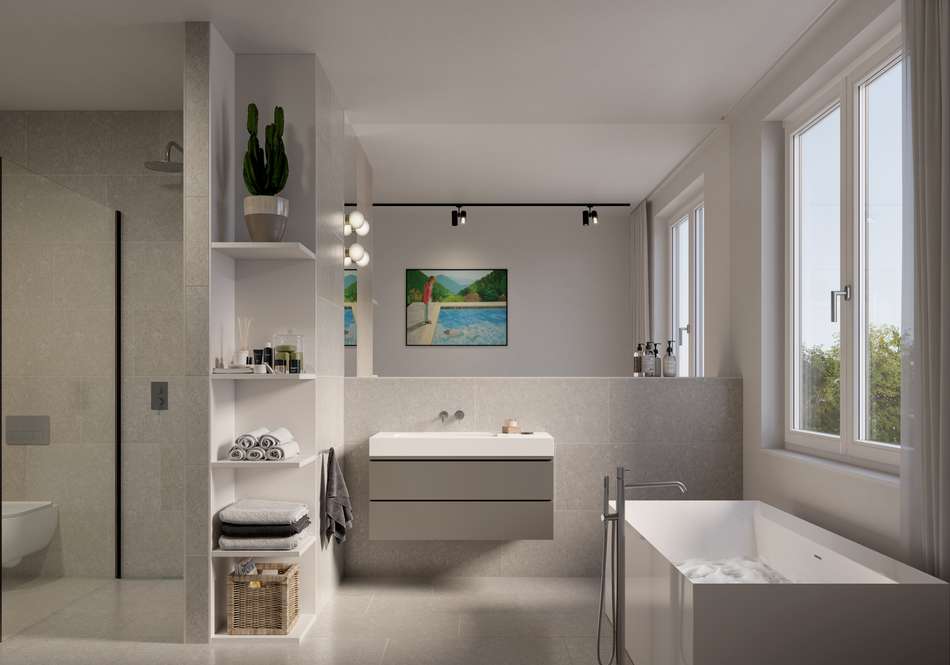 Luxus-Badezimmer im DG