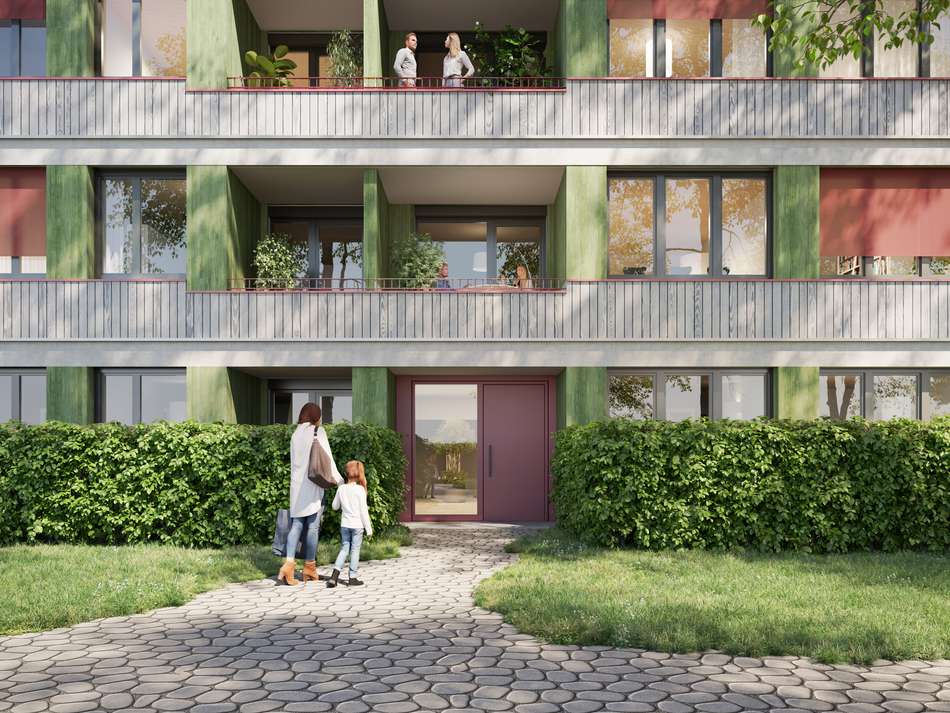 Fein detaillierte Holzfassade